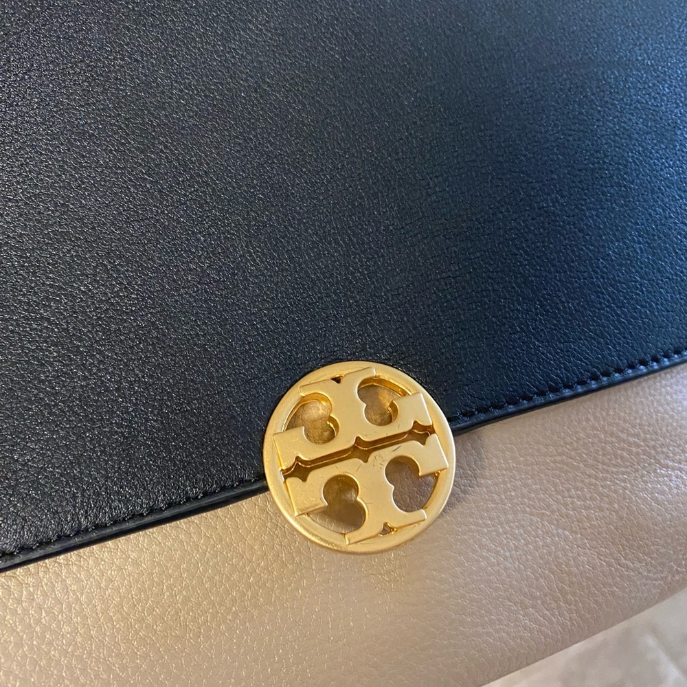 Tory Burch Black and Cream Clutch